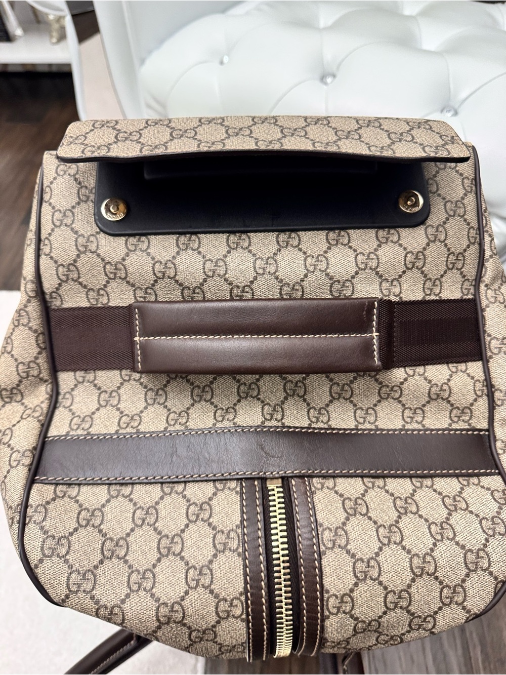 Gucci Beige/Brown Monogram Rolling Travel Duffel - Picture 2 of 16